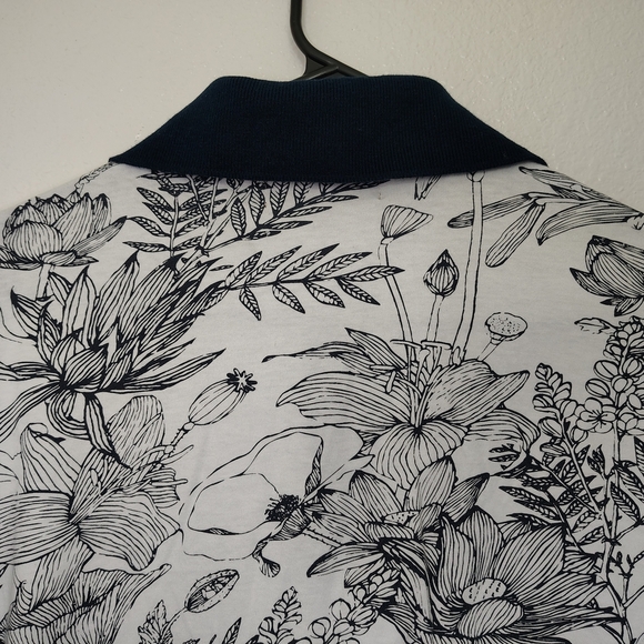 Porto Sur Men's Cotton White Blue Floral Print Polo Shirt Sz M - Picture 7 of 9